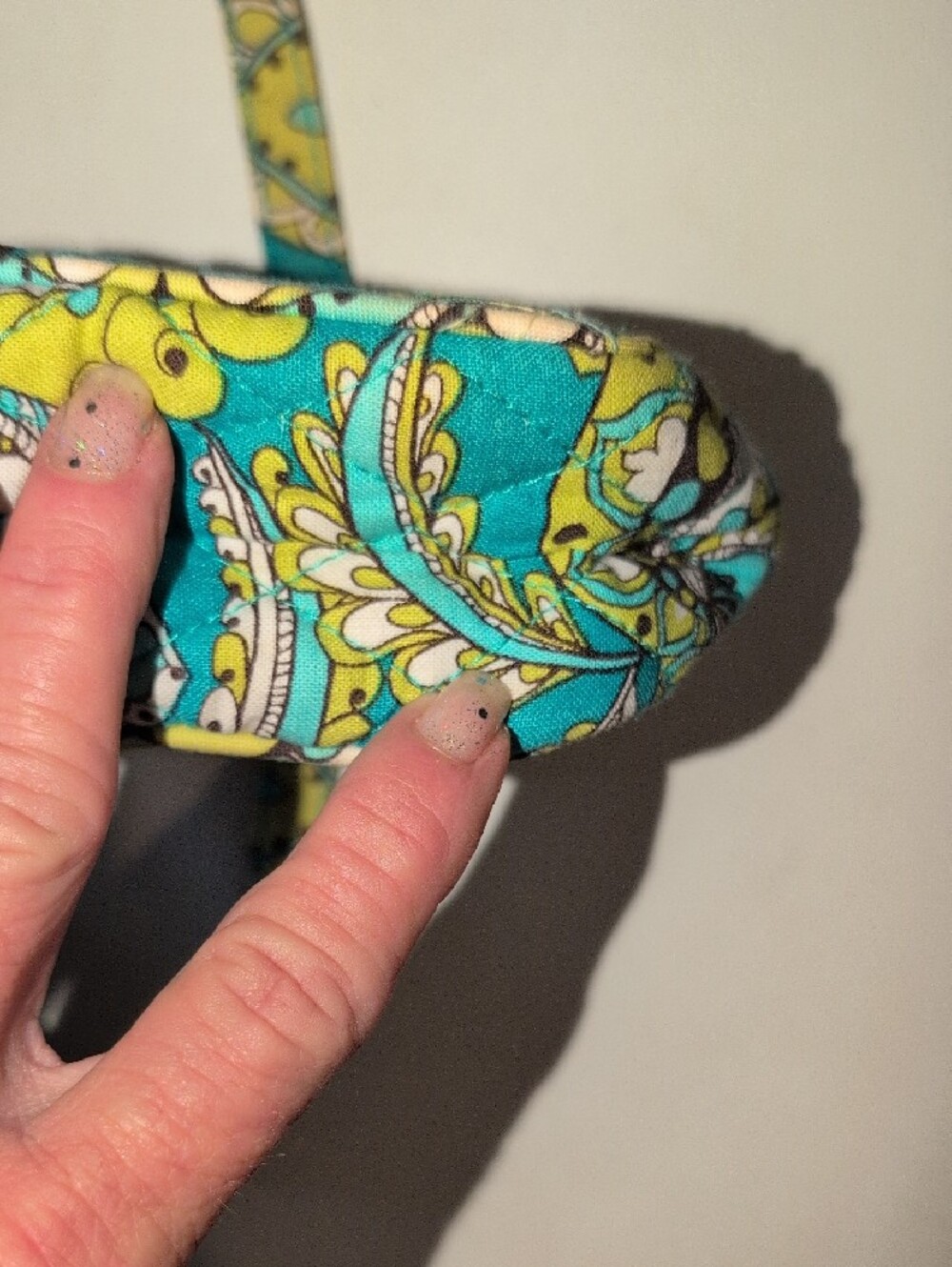 Vera Bradley Quilted Paisley Turquoise & Lime Small Purse - Retired Pattern - Picture 6 of 8